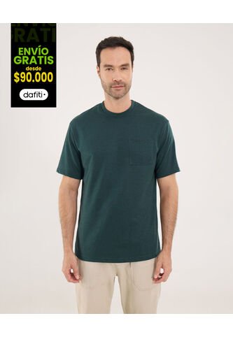 Camiseta Para Hombre Manga Corta Color Verde Oscuro Marca Ostu #60091410 Ostu