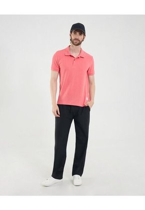 Polo Para Hombre Cuello Tejido Sin Bolsillo Color Coral Marca Ostu #60110781