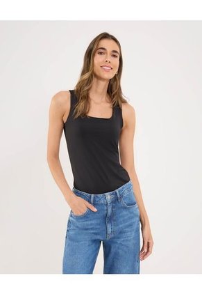 Top Para Mujer Cuello Redondo Color Negro Marca Ostu #40220324
