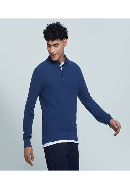 Saco Para Hombre Cuello Alto O Cuello Tortuga Color Azul  Marca Ostu #60330037