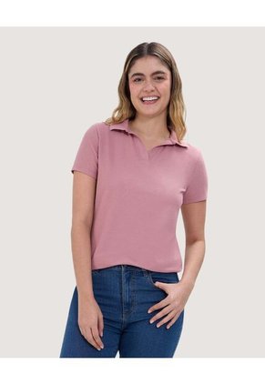 Polo Para Mujer Manga Corta Color Rosa Marca Ostu #40110161