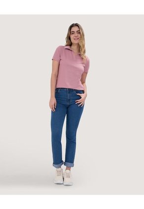 Polo Para Mujer Manga Corta Color Rosa Marca Ostu #40110161