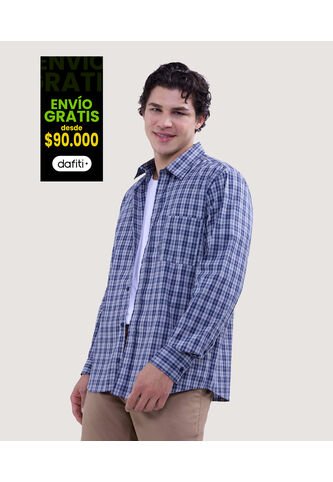Camisa Para Hombre Manga Larga Con Bolsillo Color Gris  Marca Ostu #60010754 Ostu