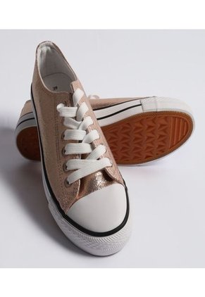 Tenis Para Mujer Canvas Color Dorado Marca Ostu #40720146