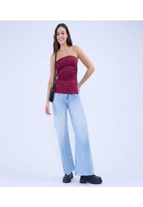 Jean Para Mujer Wide-Leg Color Azul Claro Marca Ostu #40160549
