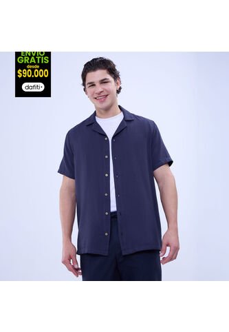 Camisa Para Hombre Manga Corta Sin Bolsillo Color Azul  Marca Ostu #60010776 Ostu