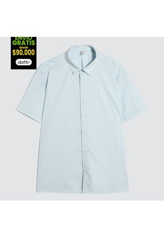 Camisa Para Hombre Manga Corta Sin Bolsillo Color Azul Claro Marca Ostu #60010773 Ostu