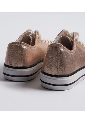 Tenis Para Mujer Canvas Color Dorado Marca Ostu #40720146