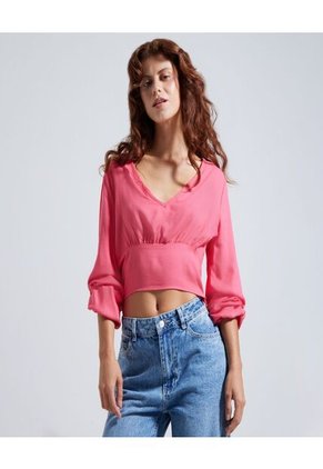 Blusa Para Mujer Manga Larga Color Rosado  Marca Ostu #40120814