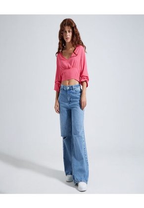 Blusa Para Mujer Manga Larga Color Rosado  Marca Ostu #40120814