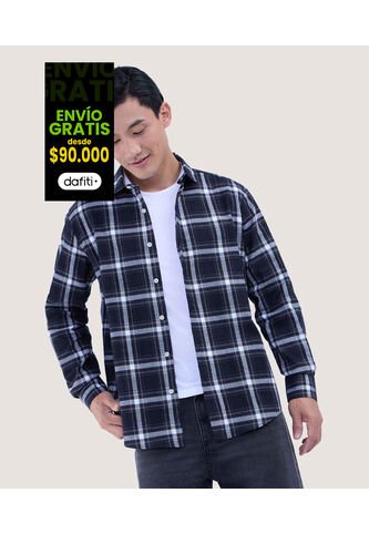 Camisa Para Hombre Manga Larga Sin Bolsillo Color Negro Marca Ostu #60010741 Ostu