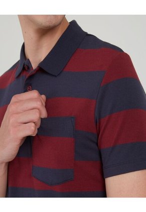 Polo Para Hombre Cuello Tejido Con Bolsillo Color Vino Marca Ostu #60110539