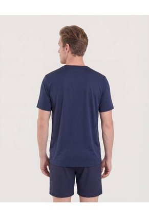 Camiseta  Para Hombre Manga Corta Cuello Redondo Color Azul Marca Ostu #60091806