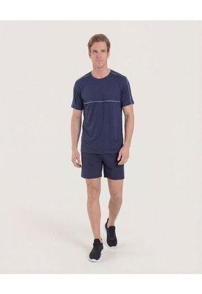 Camiseta  Para Hombre Manga Corta Cuello Redondo Color Azul Marca Ostu #60091806