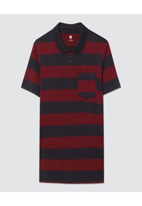 Polo Para Hombre Cuello Tejido Con Bolsillo Color Vino Marca Ostu #60110539