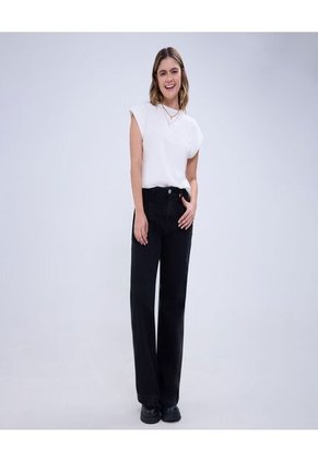 Jean Para Mujer Wide-Leg Minimal Color Negro Marca Ostu #40160479