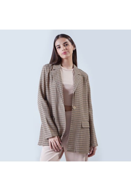 Blazer Mujer Ostu Blazer Café Viscosa 40400012-80216