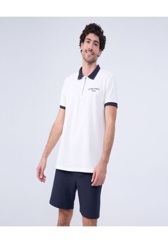 Polo Para Hombre Cuello Tejido Sin Bolsillo Color Crema Marca Ostu #60110753 Ostu