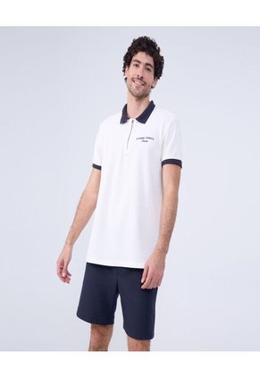 Polo Para Hombre Cuello Tejido Sin Bolsillo Color Crema Marca Ostu #60110753