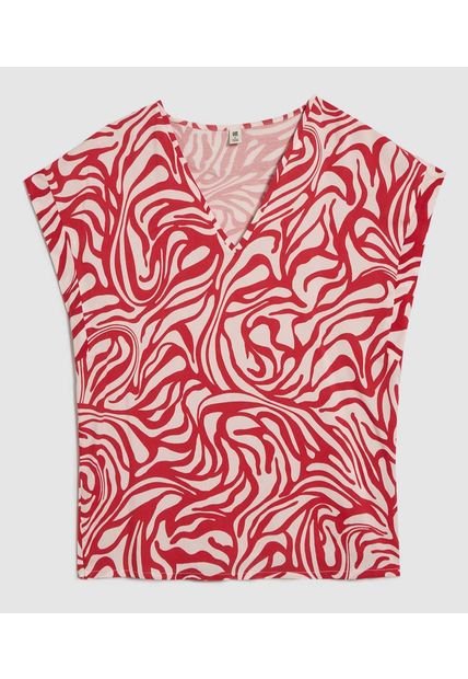 Blusa Para Mujer Manga Corta Color Rojo Marca Ostu #40121064