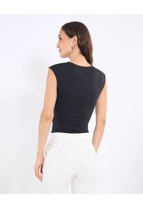 Camiseta Para Mujer Manga Sisa Cuello Redondo Color Negro Marca Ostu #40092763