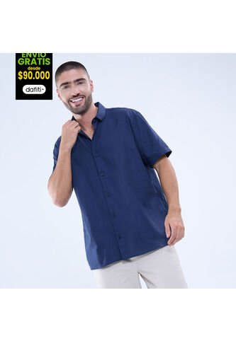 Camisa Para Hombre Manga Corta Sin Bolsillo Color Azul  Marca Ostu #60010761 Ostu