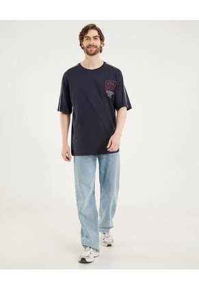 Camiseta  Para Hombre Manga Corta Cuello Redondo Color Azul Marca Ostu #60091833