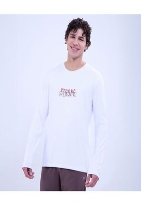 Camiseta Para Hombre Manga Larga Cuello Redondo Color Blanco Marca Ostu #60091497