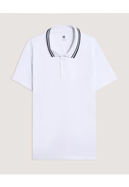 Polo  Para Hombre Cuello Tejido Sin Bolsillo Color Blanco Marca Ostu #60110901