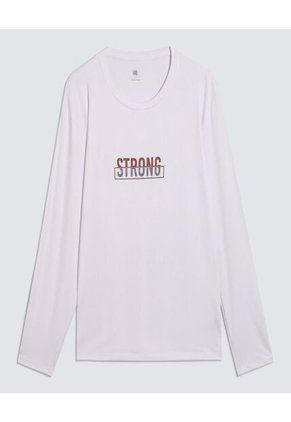 Camiseta Para Hombre Manga Larga Cuello Redondo Color Blanco Marca Ostu #60091497