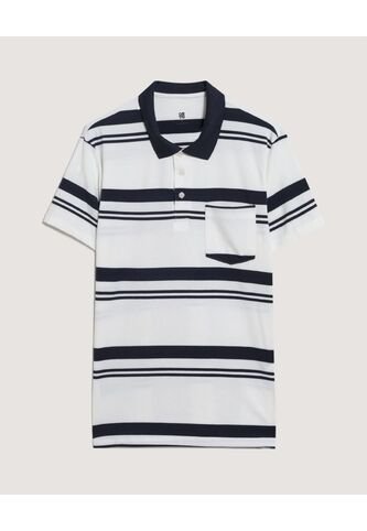 Polo  Para Hombre Cuello Tejido Con Bolsillo Color Crema Marca Ostu #60110832 Ostu