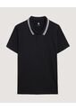 Polo  Para Hombre Cuello Tejido Sin Bolsillo Color Negro Marca Ostu #60110901 de Ostu