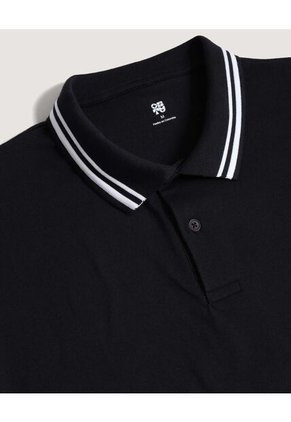 Polo  Para Hombre Cuello Tejido Sin Bolsillo Color Negro Marca Ostu #60110901