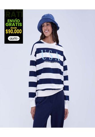 Buzo Para Mujer Cuello Redondo Color Azul  Marca Ostu #40060354 Ostu