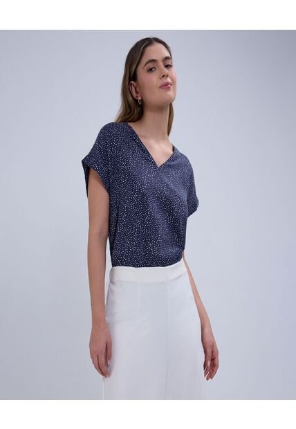 Blusa Para Mujer Manga Corta Color Azul  Marca Ostu #40120959