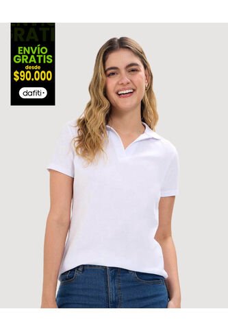 Polo Para Mujer Manga Corta Color Blanco Marca Ostu #40110160 Ostu