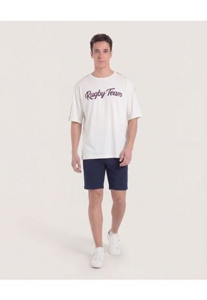 Camiseta  Para Hombre Manga Corta Cuello Redondo Color Crema Marca Ostu #60091832