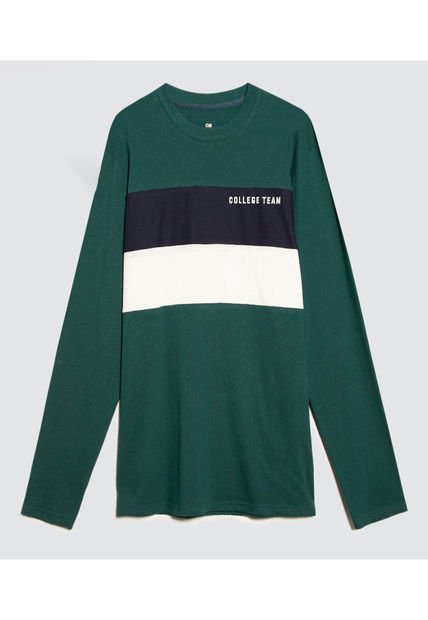 Camiseta Para Hombre Manga Larga Color Verde Oscuro Marca Ostu #60091401