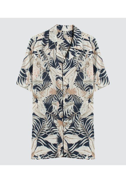 Camisa Para Hombre Manga Corta Sin Bolsillo Color Beige Marca Ostu #60010758