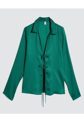 Camisa Para Mujer Manga Larga Color Verde Marca Ostu #40010282