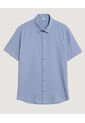 Camisa  Para Hombre Manga Corta Sin Bolsillo Cuello C Color Azul Marca Ostu #60010906 de Ostu