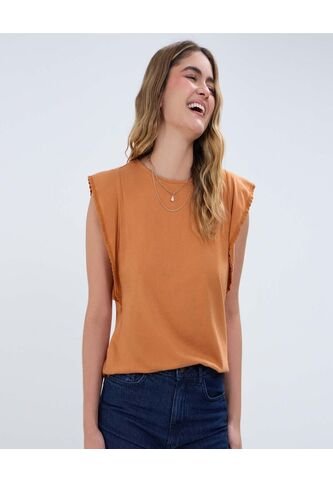 Camiseta Para Mujer Manga Corta Color Terracota Marca Ostu #40092038 Ostu