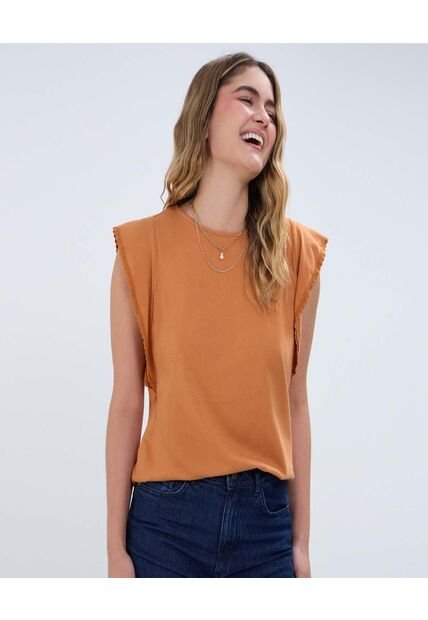 Camiseta Para Mujer Manga Corta Color Terracota Marca Ostu #40092038