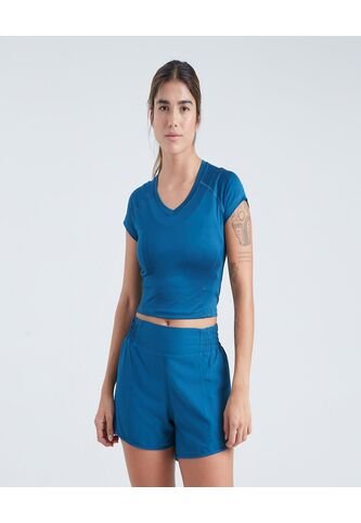 Crop Top Para Mujer Manga Corta Color Azul  Marca Ostu #40091870 Ostu