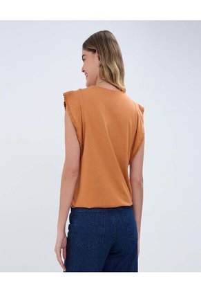 Camiseta Para Mujer Manga Corta Color Terracota Marca Ostu #40092038