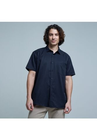 Camisa Para Hombre Manga Corta Con Bolsillo Color Negro Marca Ostu #60010628 Ostu
