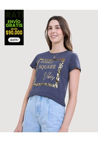 Camiseta Para Mujer Manga Corta Color Negro Marca Ostu #40092218 Ostu