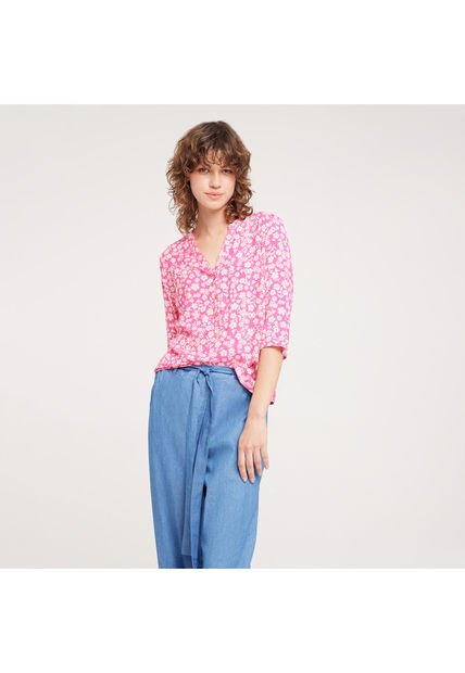Blusa Para Mujer Manga 3/4 Color Fucsia Marca Ostu #40120717
