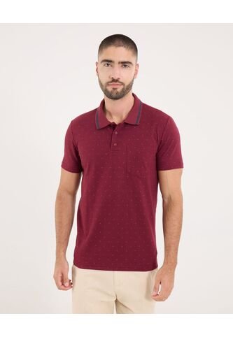 Polo Para Hombre Cuello Tejido Con Bolsillo Color Vino Marca Ostu #60110806 Ostu