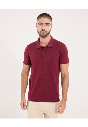 Polo Para Hombre Cuello Tejido Con Bolsillo Color Vino Marca Ostu #60110806